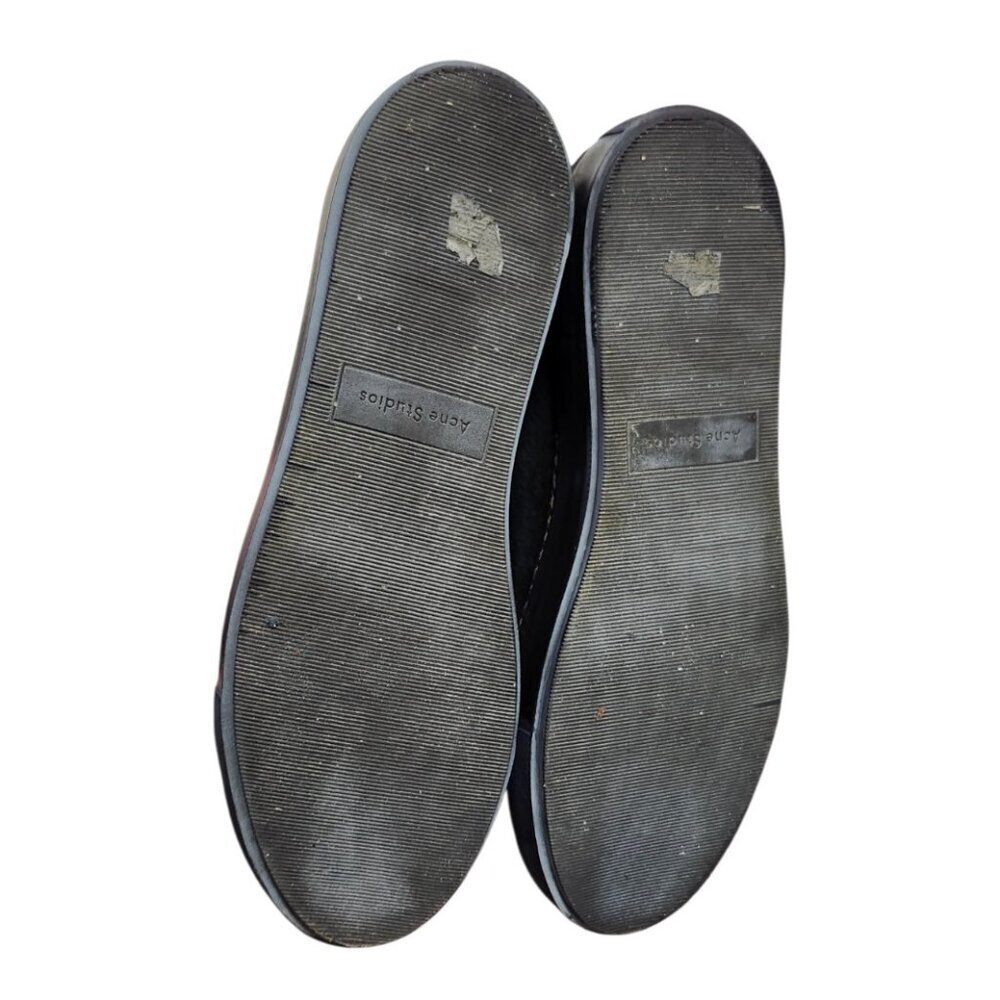 Acne Studios Black Leather Suede Low Top Sneakers Men EU 42 Lace Up Minimalist - Picture 12 of 13